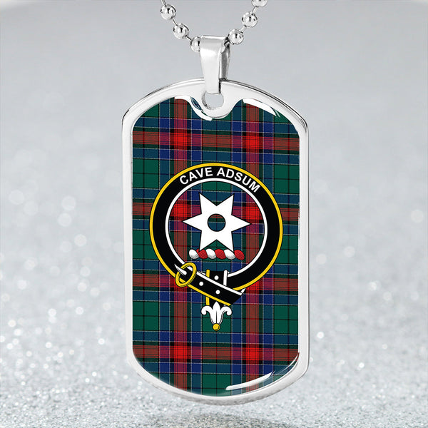 Jardine Dress Modern Clan Badge Classic Tartan Dog Tag Necklace