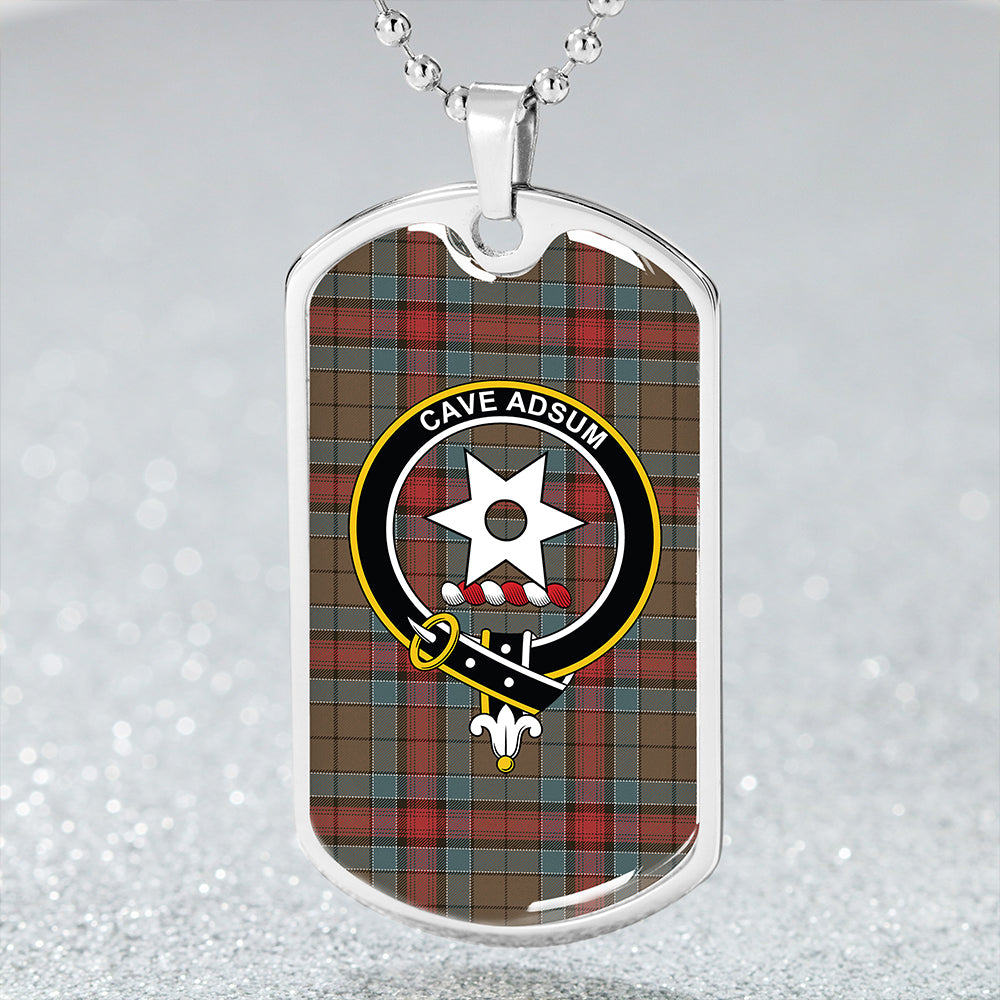 Jardine Dress Weathered Clan Badge Classic Tartan Dog Tag Necklace