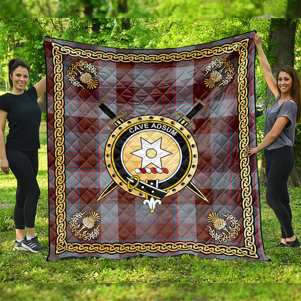 Jardine of Castlemilk Modern Clan Badge Tartan Premium Quilt Celtic Shield