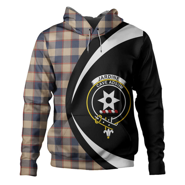 Jardine of Castlemilk Weathered Clan Badge Tartan Hoodie Circle Style