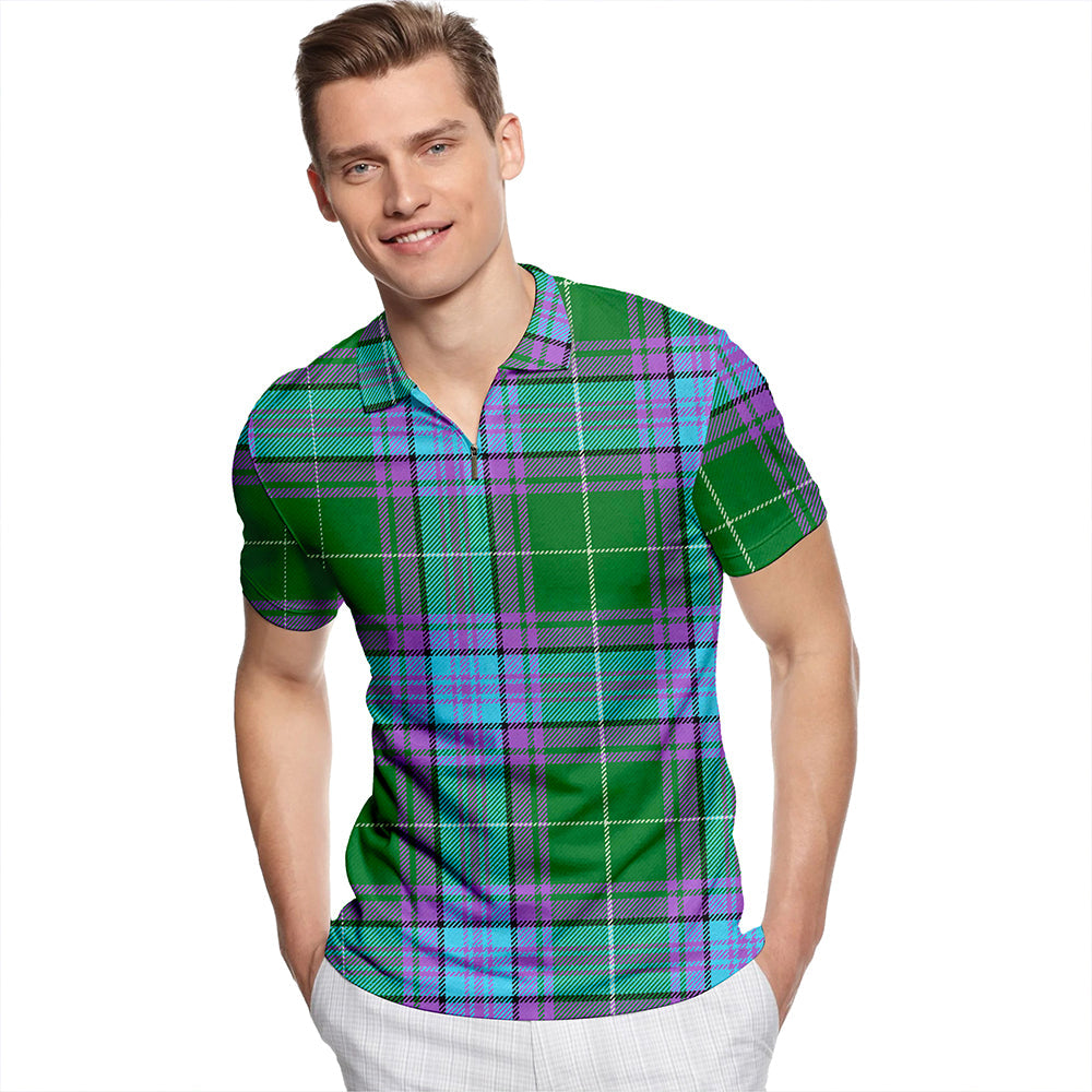 Jones Hunting Ancient Tartan Classic Lapel Zip Short Sleeve Polo