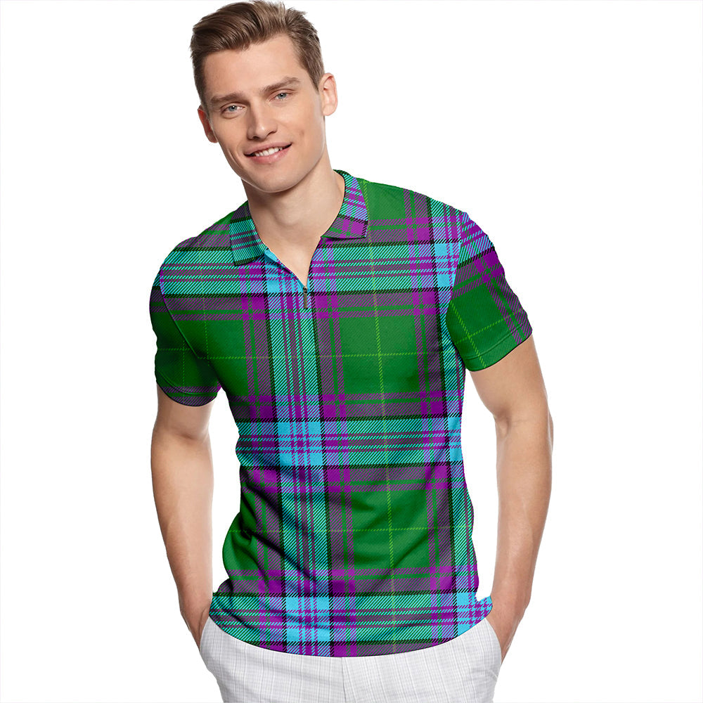 Jones Hunting Modern Tartan Classic Lapel Zip Short Sleeve Polo