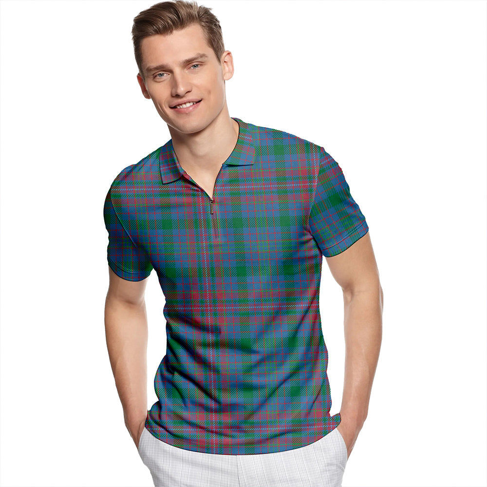 Jrgensen Ancient Tartan Classic Lapel Zip Short Sleeve Polo