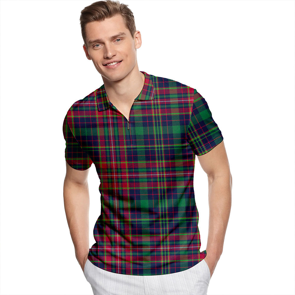 Jrgensen Modern Tartan Classic Lapel Zip Short Sleeve Polo