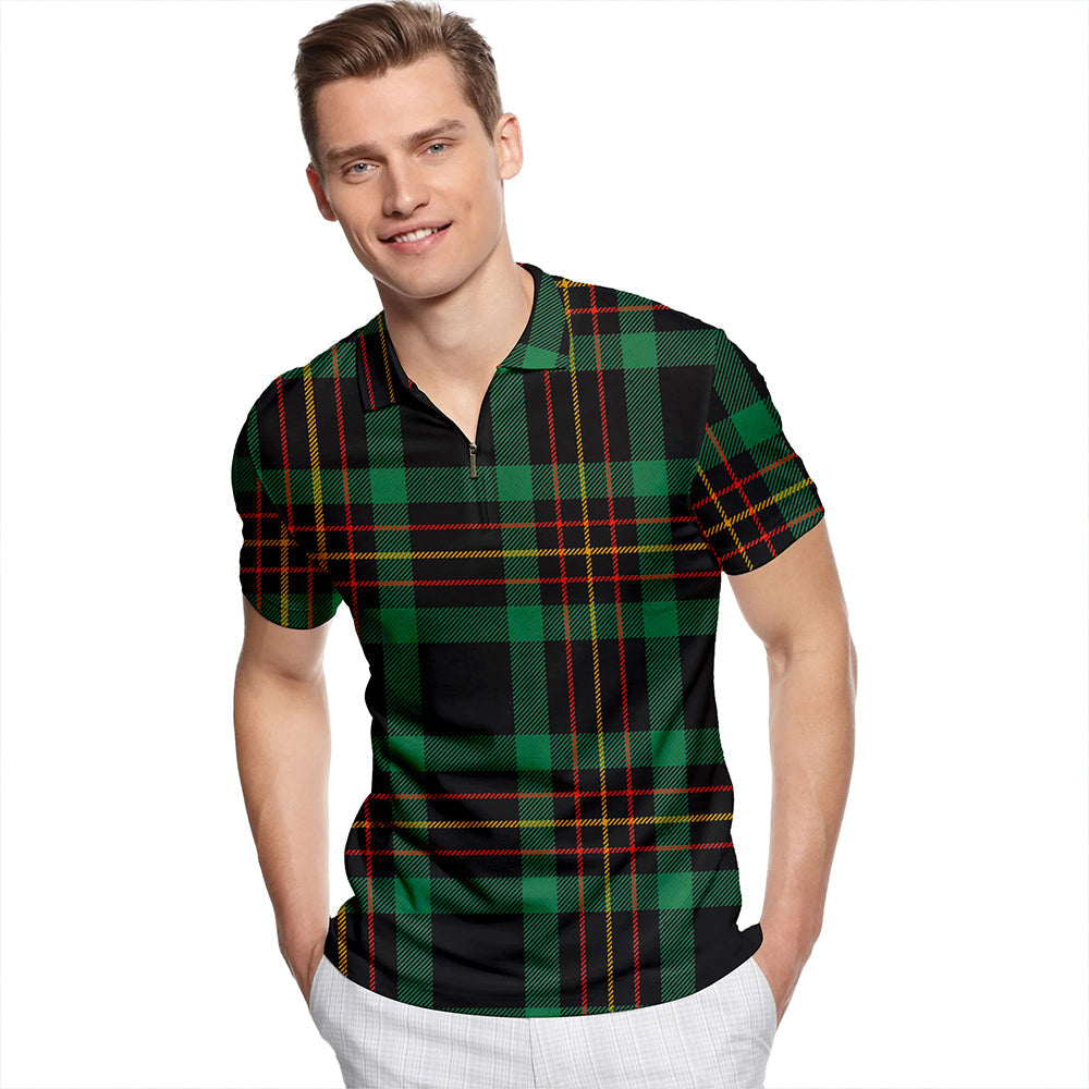 Kalkofen Ancient Tartan Classic Lapel Zip Short Sleeve Polo