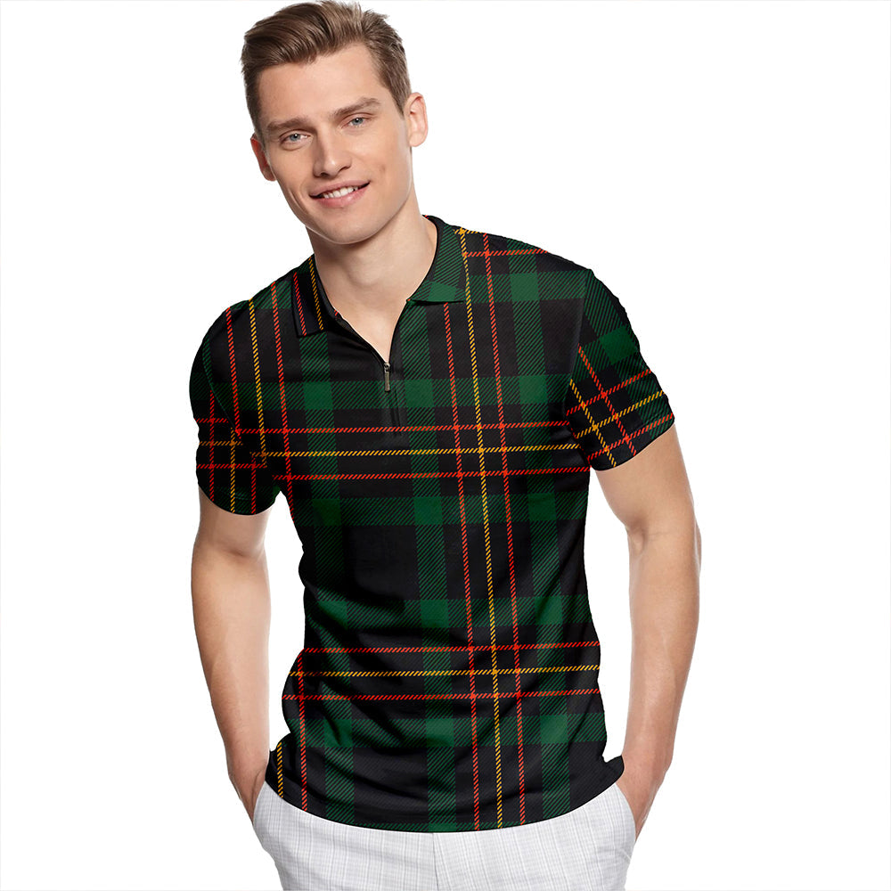 Kalkofen Modern Tartan Classic Lapel Zip Short Sleeve Polo