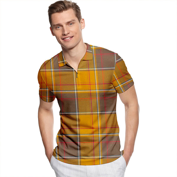 Keilar Weathered Tartan Classic Lapel Zip Short Sleeve Polo