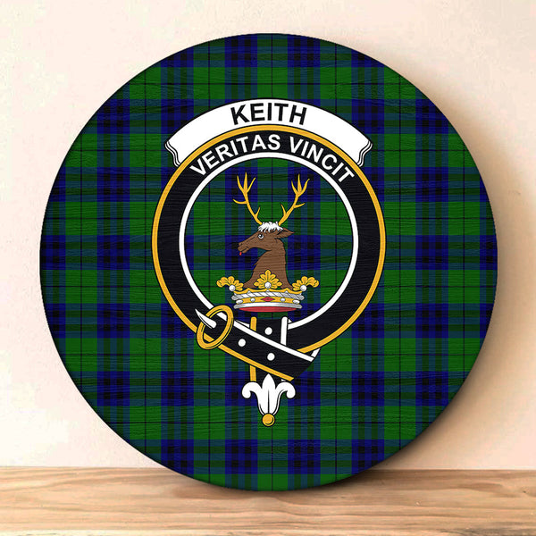 Keith Modern Tartan Classic Crest Round Wooden Sign