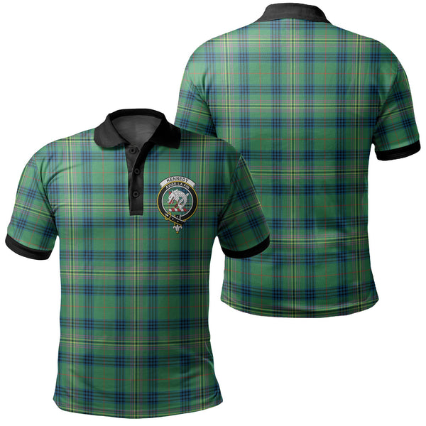 Kennedy Ancient Tartan Crest Polo Shirt Black Neck 2 Style