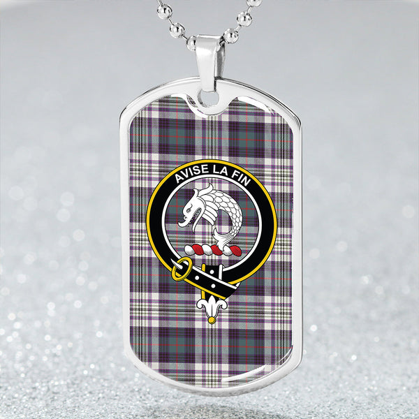 Kennedy Dress Weathered Clan Badge Classic Tartan Dog Tag Necklace