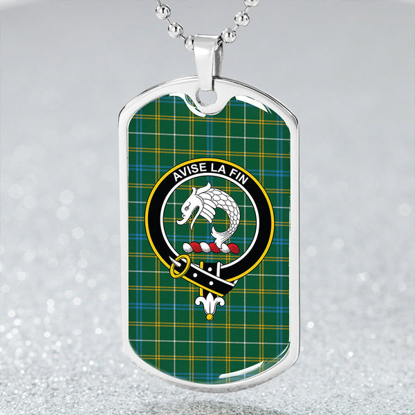 Kennedy Irish Modern Clan Badge Classic Tartan Dog Tag Necklace