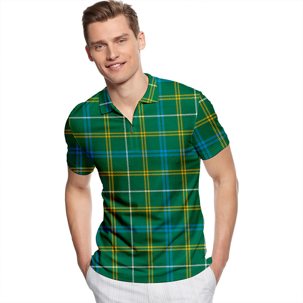 Kennedy Irish Modern Tartan Classic Lapel Zip Short Sleeve Polo