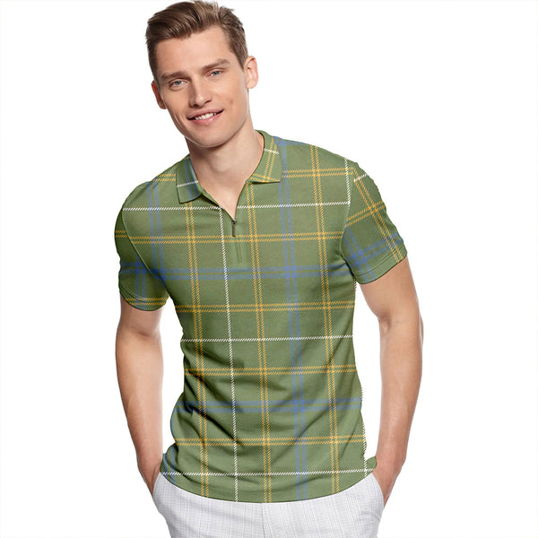 Kennedy Irish Weathered Tartan Classic Lapel Zip Short Sleeve Polo