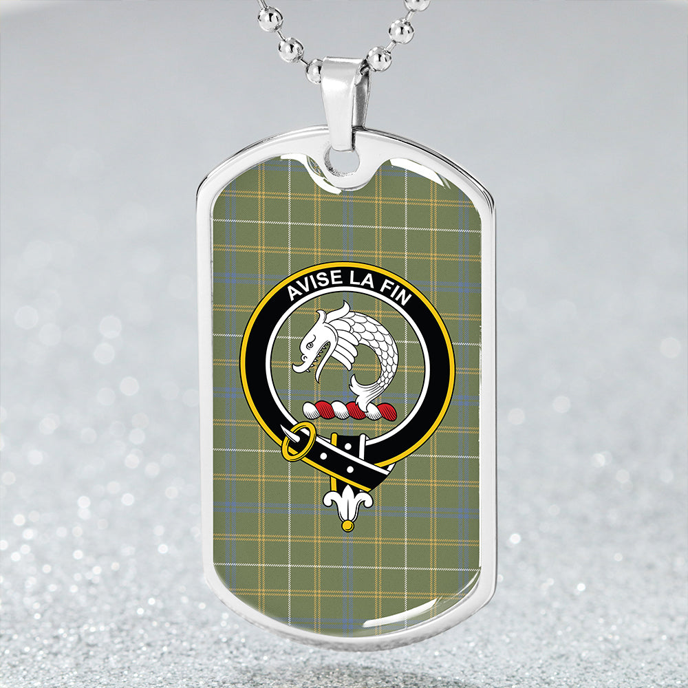 Kennedy Irish Weathered Clan Badge Classic Tartan Dog Tag Necklace