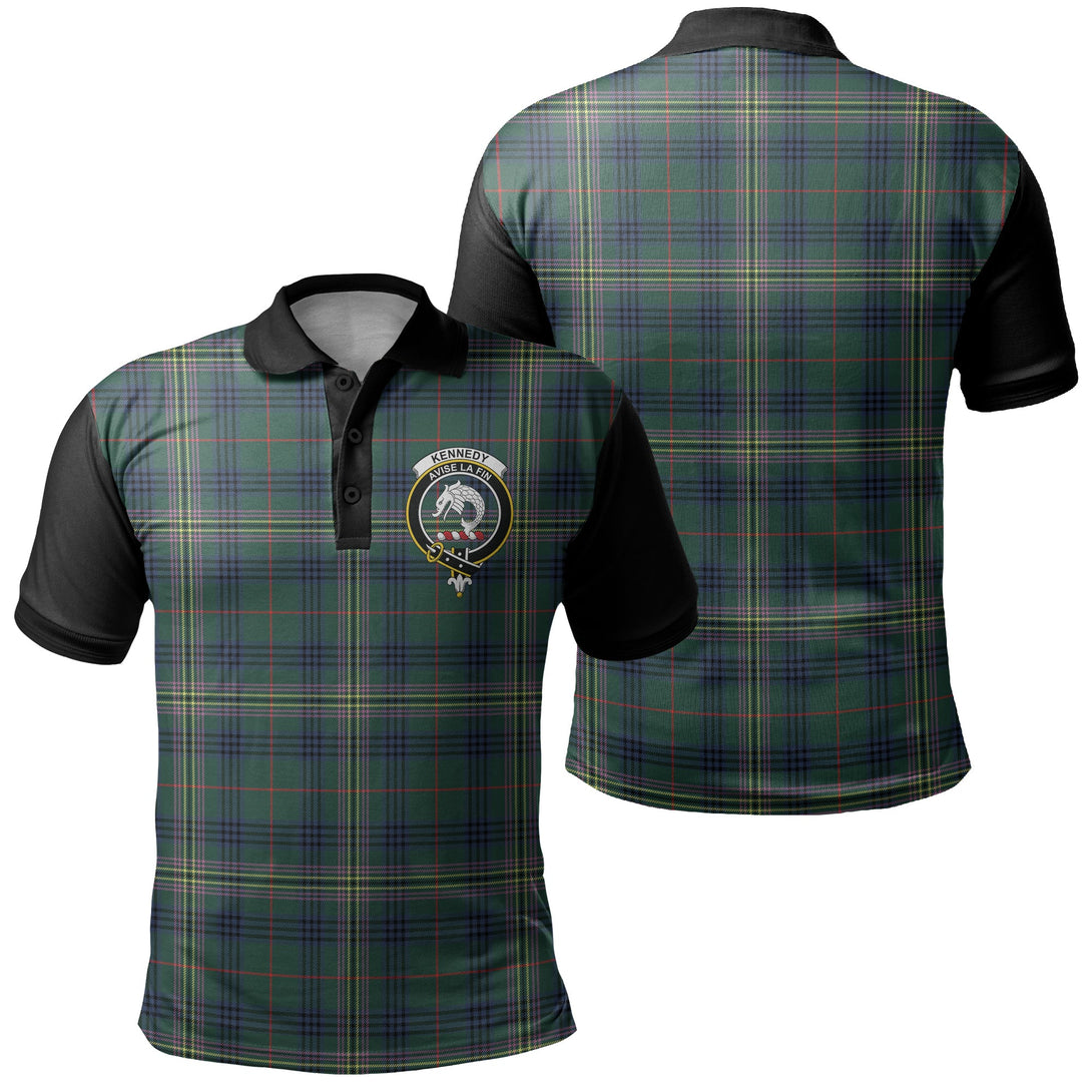 Kennedy Modern Tartan Crest Polo Shirt Black Neck 1 Style