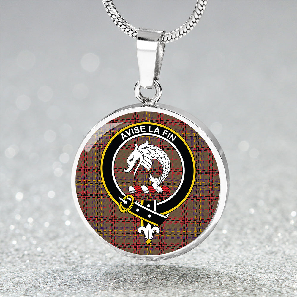 Kennedy Weathered Clan Badge Tartan Classic Circle Necklace