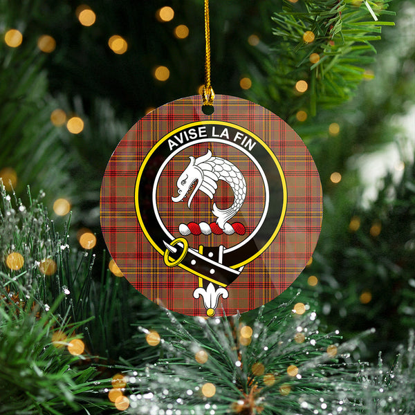 Kennedy Weathered Clan Badge Tartan Plastic Christmas Ornaments