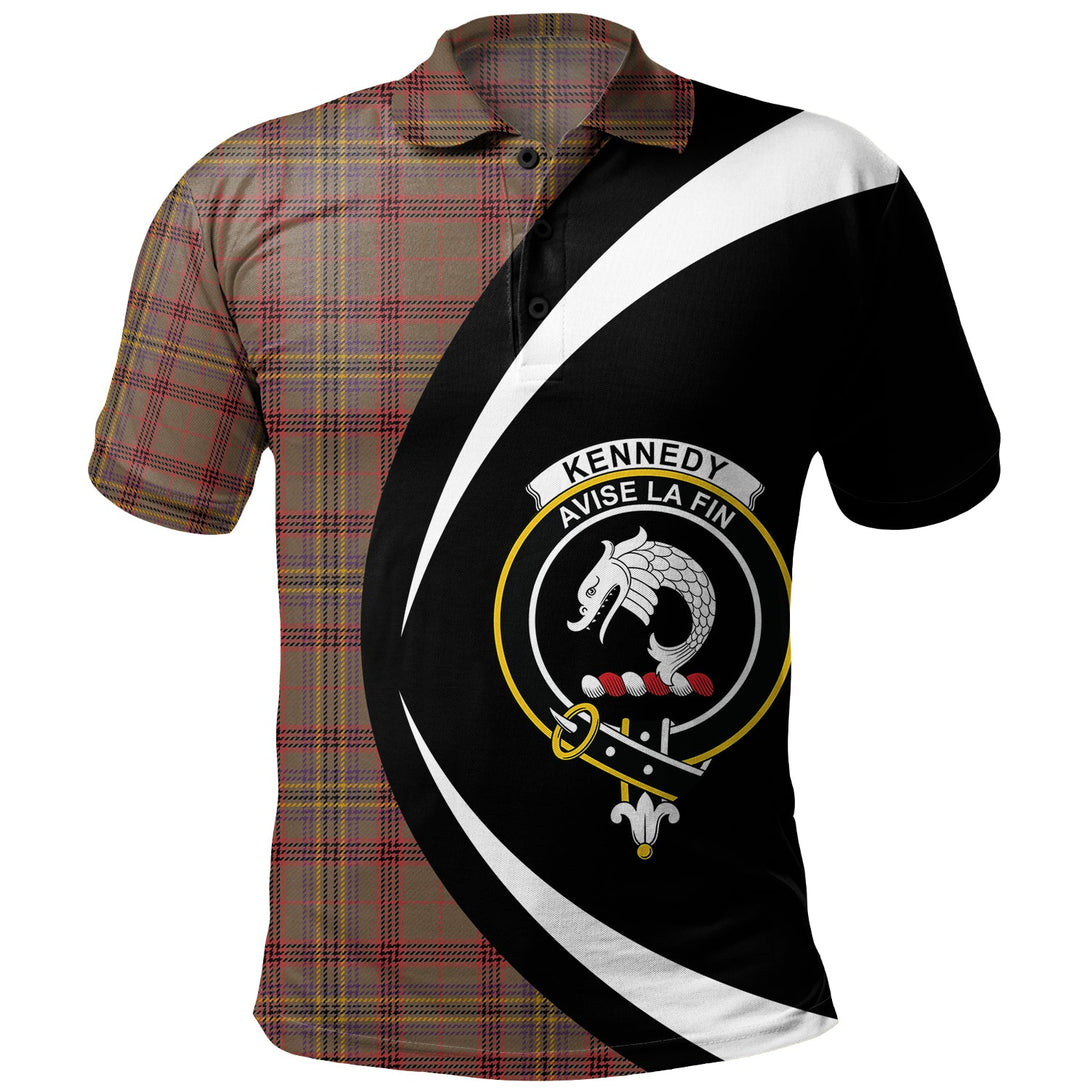 Kennedy Weathered Clan Badge Tartan Polo Shirt Circle Style Personalized