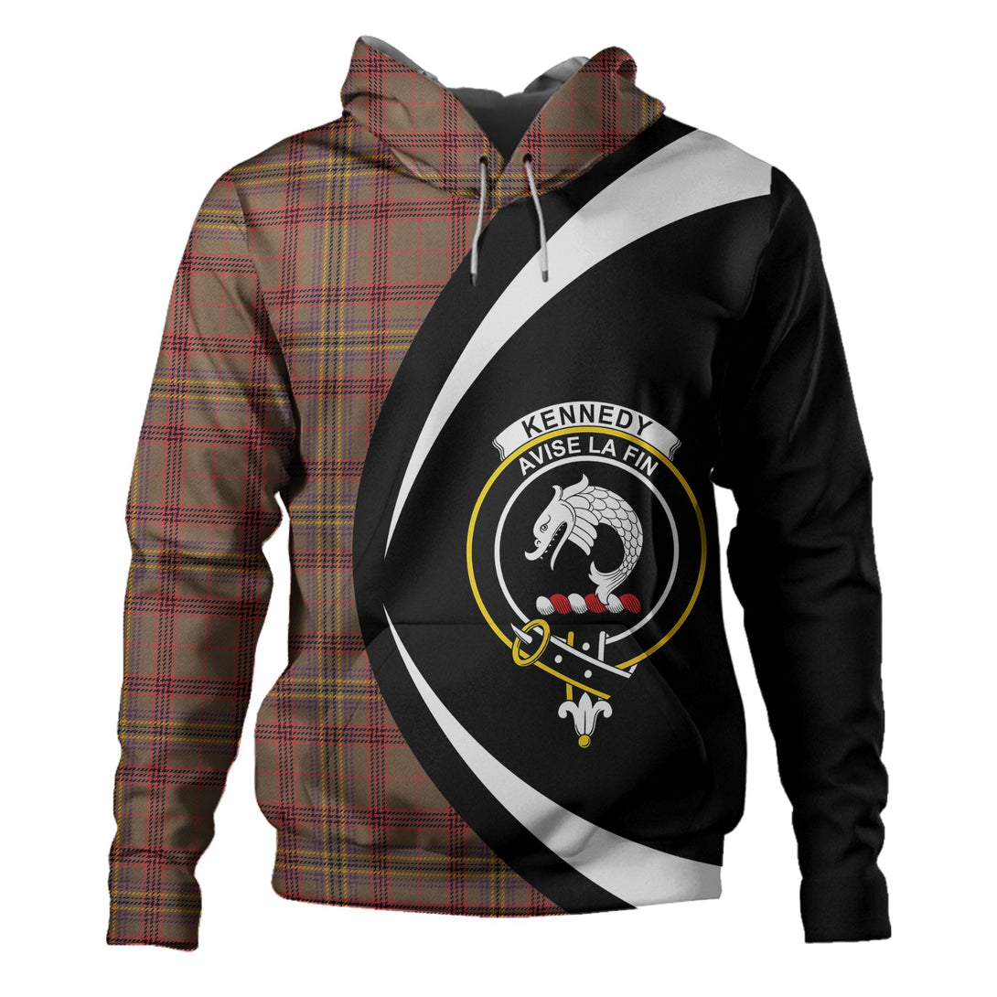 Kennedy Weathered Clan Badge Tartan Hoodie Circle Style