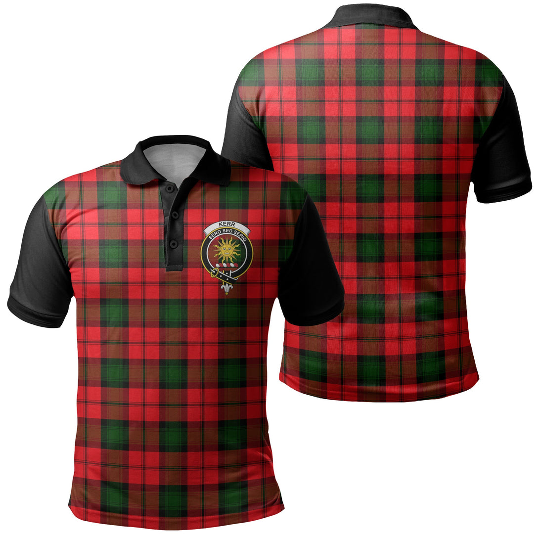 Kerr Modern Tartan Crest Polo Shirt Black Neck 1 Style