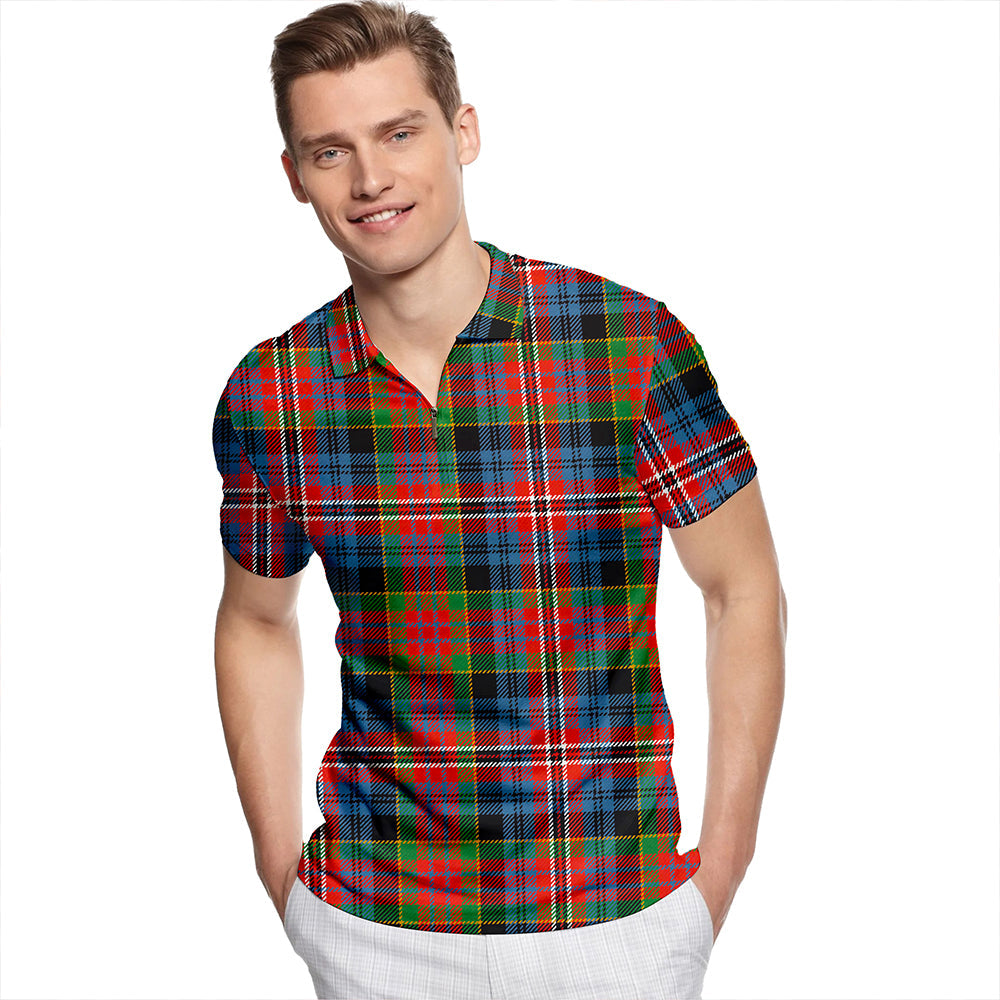 Kidd Ancient Tartan Classic Lapel Zip Short Sleeve Polo