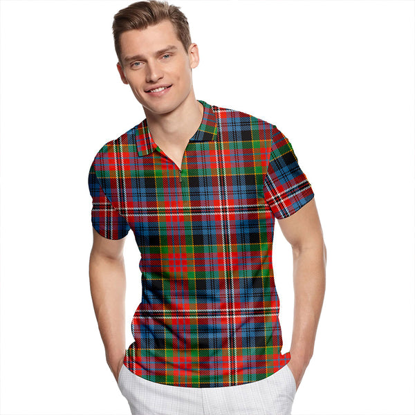 Kidd Ancient Tartan Classic Lapel Zip Short Sleeve Polo