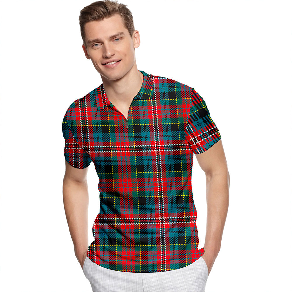 Kidd Modern Tartan Classic Lapel Zip Short Sleeve Polo