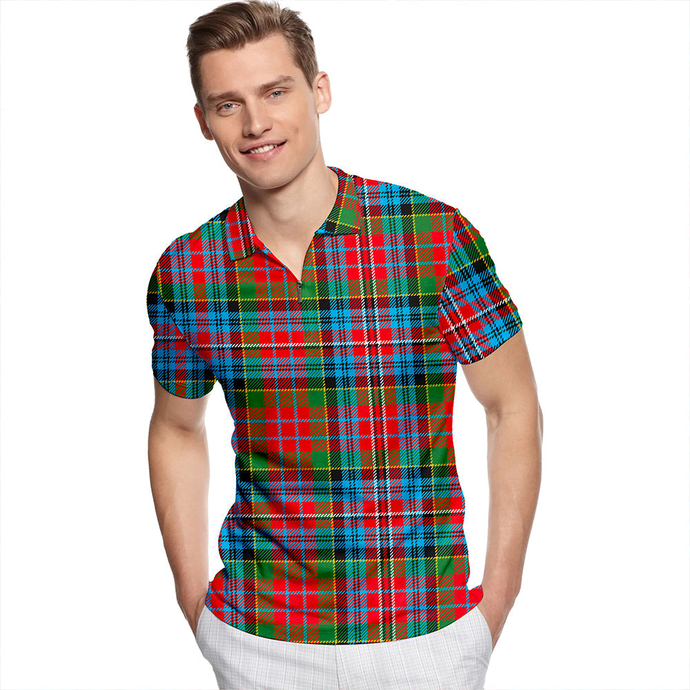 Kidd Rock and Wheel Modern Tartan Classic Lapel Zip Short Sleeve Polo