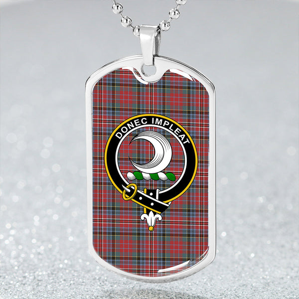 Kidd Rock and Wheel Weathered Clan Badge Classic Tartan Dog Tag Necklace