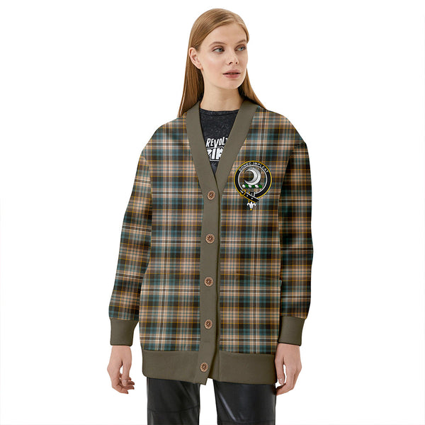 Kidd Weathered Clan Badge Tartan V-neck Cardigan