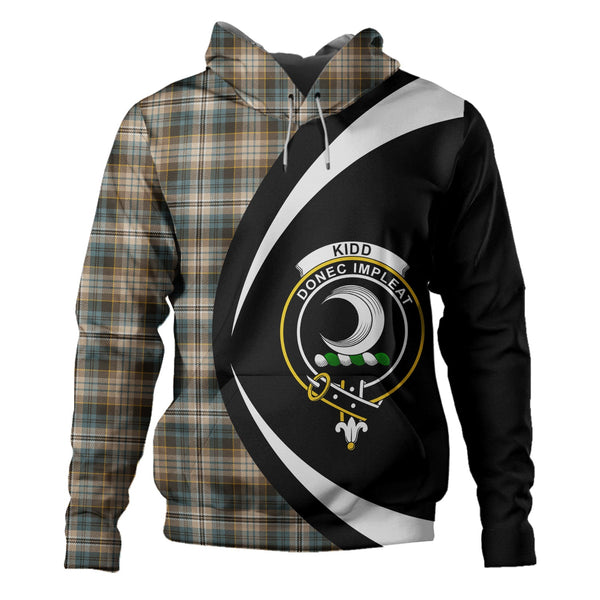 Kidd Weathered Clan Badge Tartan Hoodie Circle Style