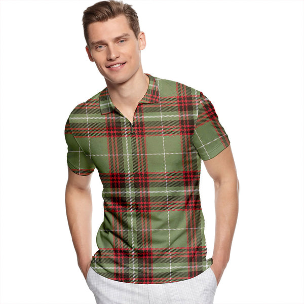 Kiernan Weathered Tartan Classic Lapel Zip Short Sleeve Polo