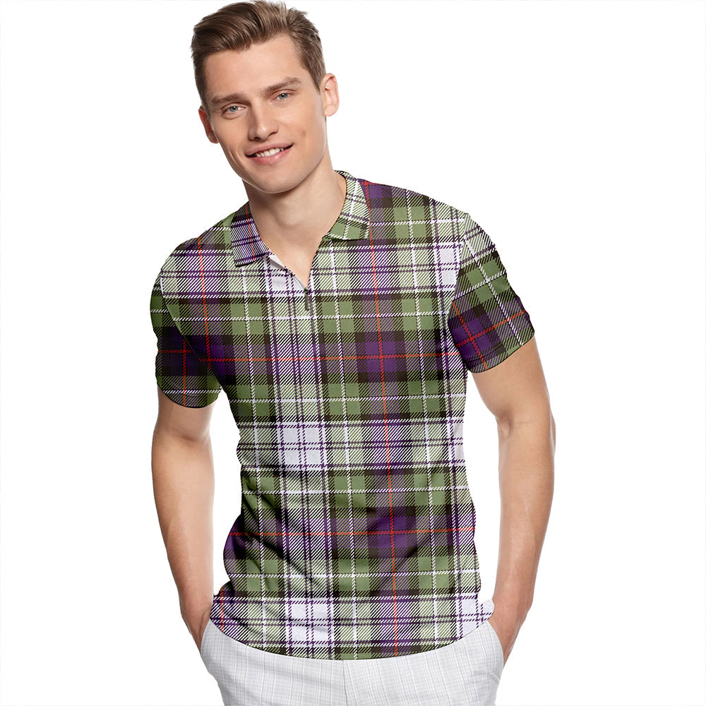 Kilbarchan #3 Weathered Tartan Classic Lapel Zip Short Sleeve Polo