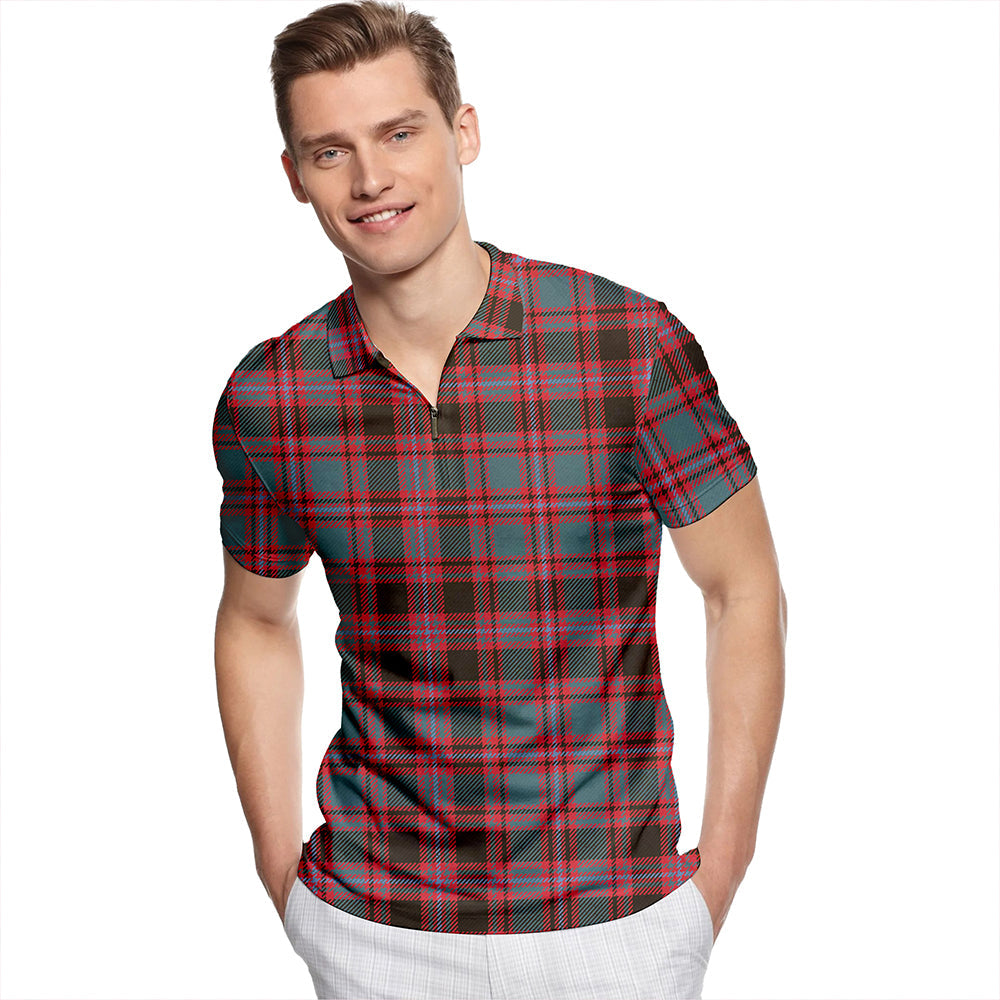 Kilbarchan #5 Weathered Tartan Classic Lapel Zip Short Sleeve Polo