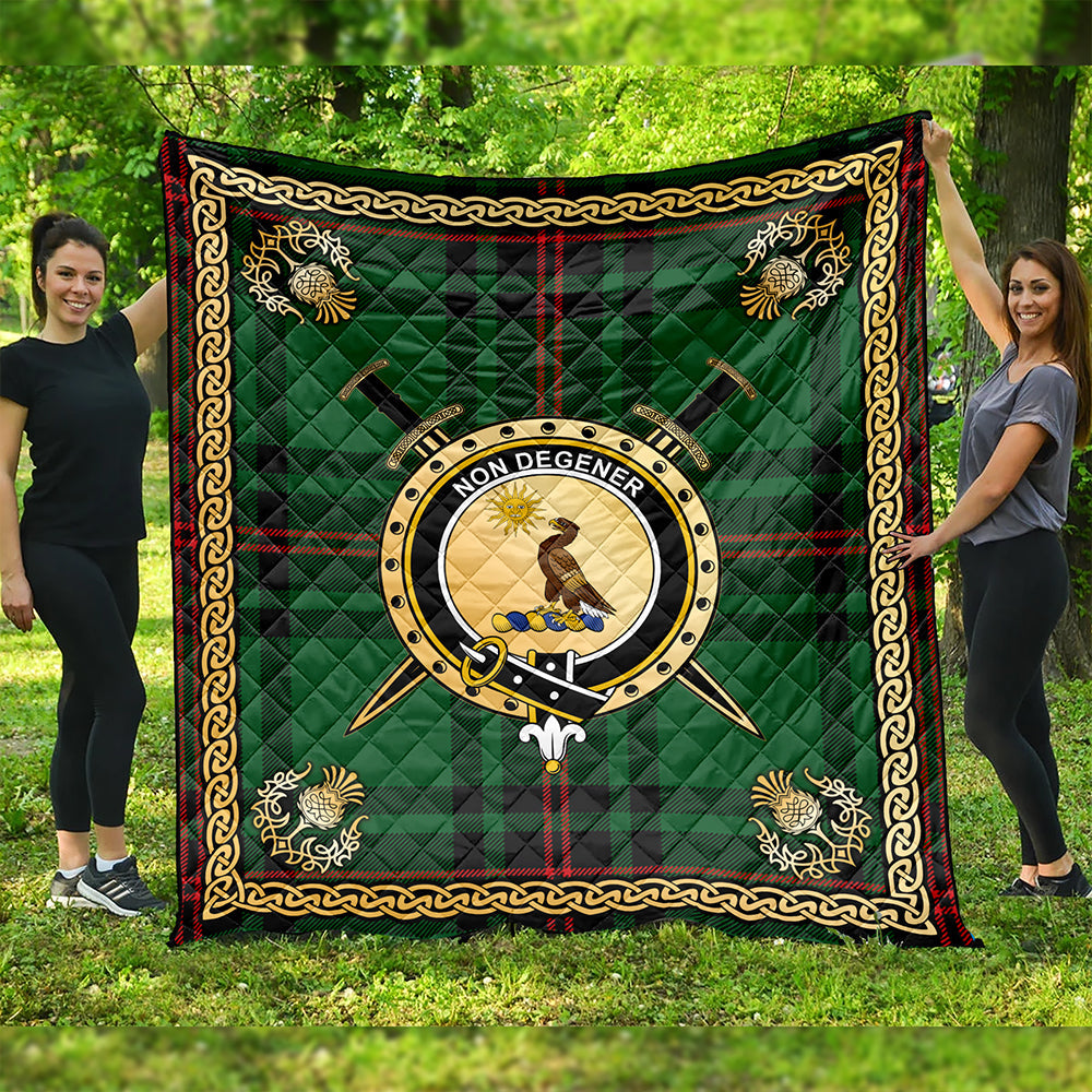 Kinloch Clan Badge Tartan Premium Quilt Celtic Shield