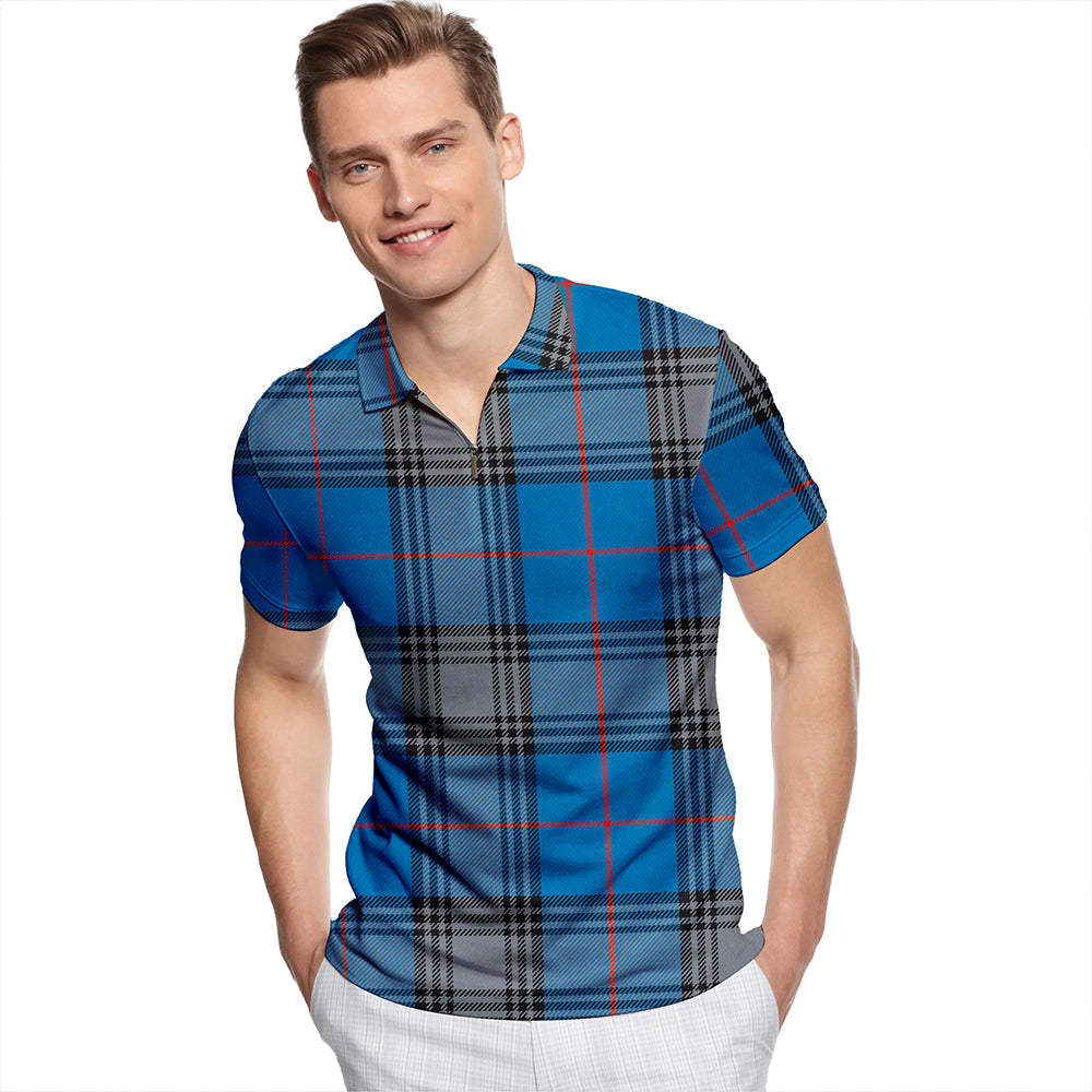 Kinnaird Ancient Tartan Classic Lapel Zip Short Sleeve Polo