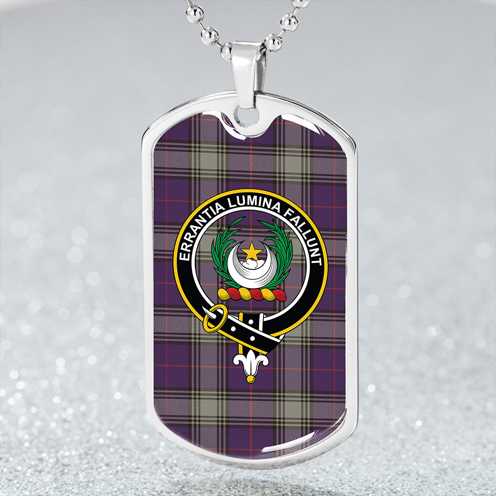 Kinnaird Weathered Clan Badge Classic Tartan Dog Tag Necklace