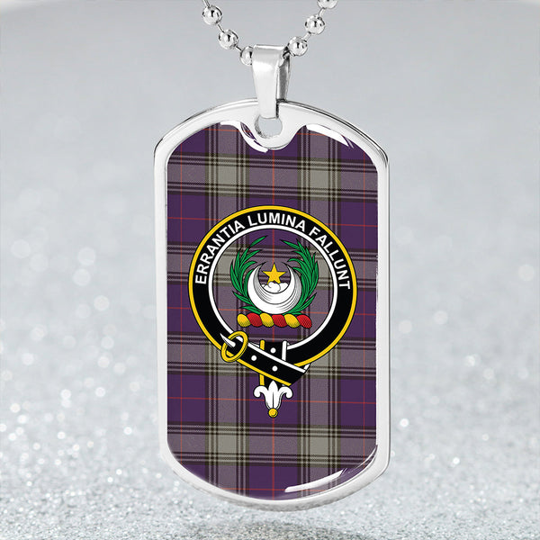 Kinnaird Weathered Clan Badge Classic Tartan Dog Tag Necklace