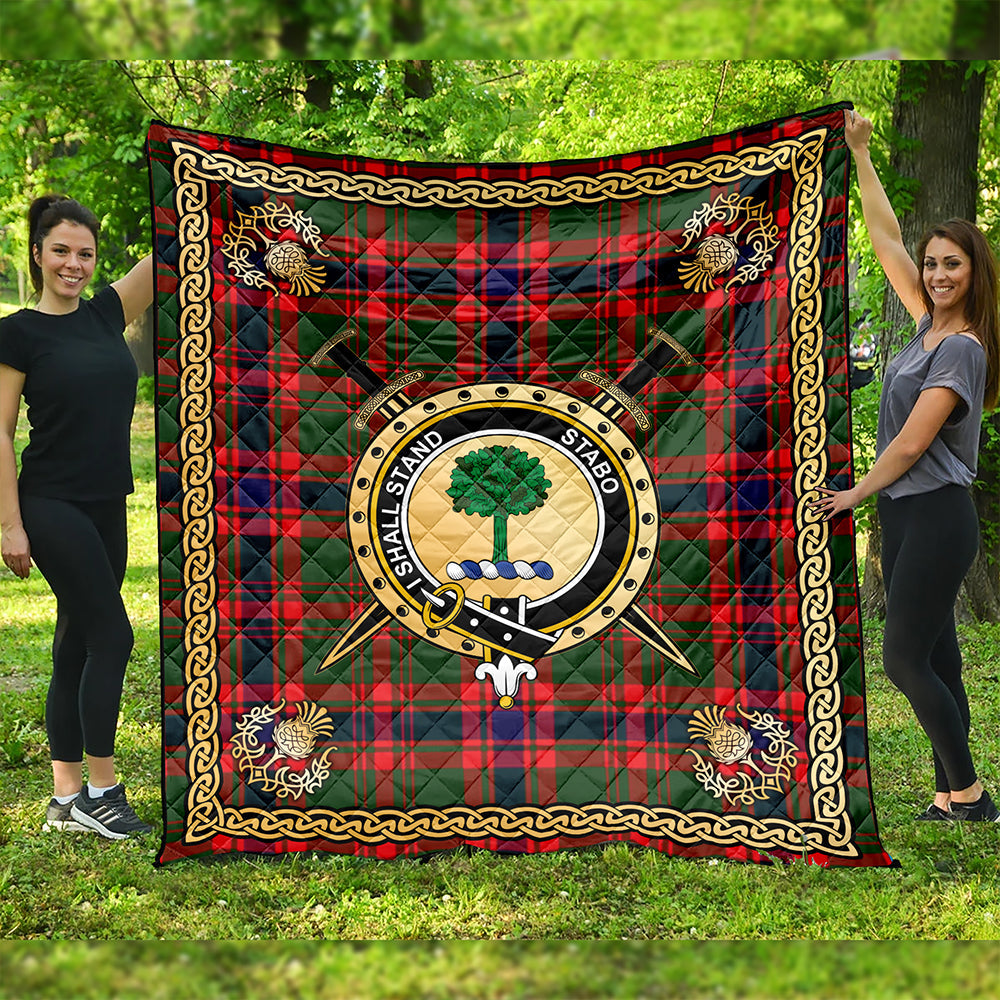 Kinninmont Clan Badge Tartan Premium Quilt Celtic Shield