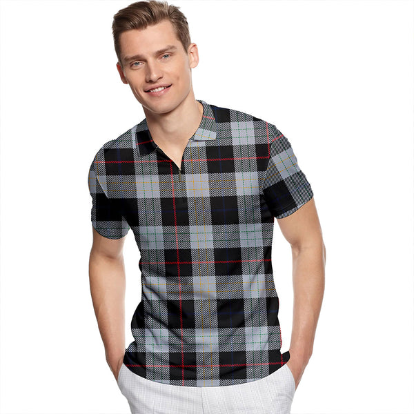 Kinnison Modern Tartan Classic Lapel Zip Short Sleeve Polo