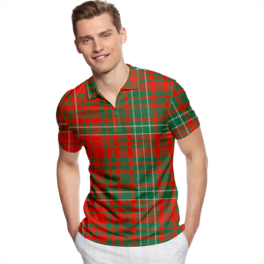 Kinnoull Ancient Tartan Classic Lapel Zip Short Sleeve Polo