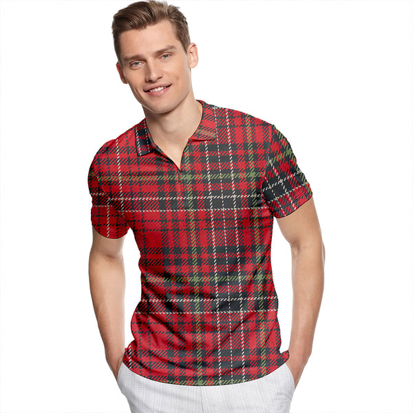 Kinnoull Weathered Tartan Classic Lapel Zip Short Sleeve Polo