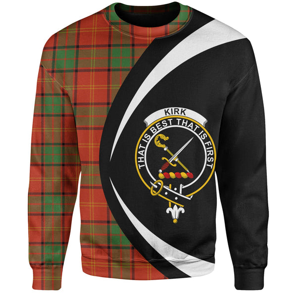 Kirk Ancient Clan Badge Tartan Sweatshirt Circle Style Personalized