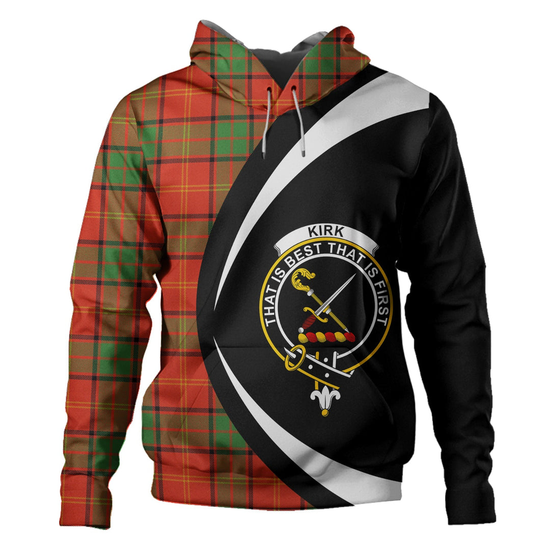 Kirk Ancient Clan Badge Tartan Hoodie Circle Style