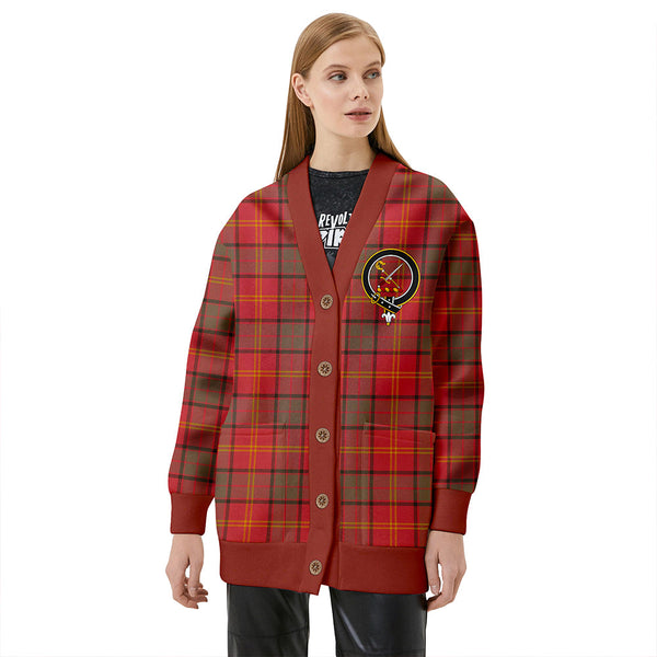 Kirk Weathered Clan Badge Tartan V-neck Cardigan