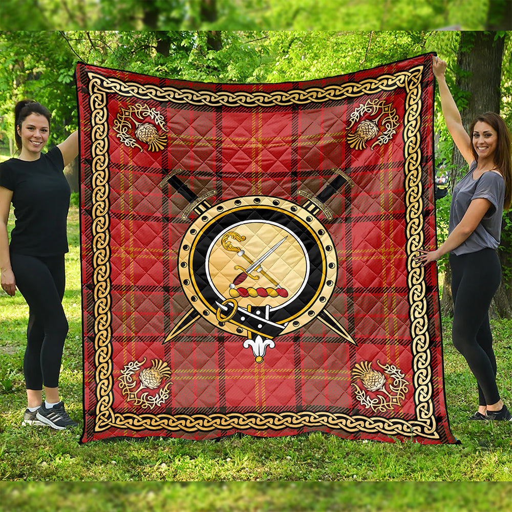 Kirk Weathered Clan Badge Tartan Premium Quilt Celtic Shield