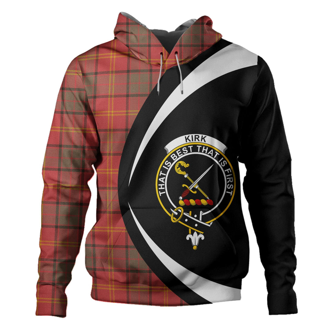 Kirk Weathered Clan Badge Tartan Hoodie Circle Style