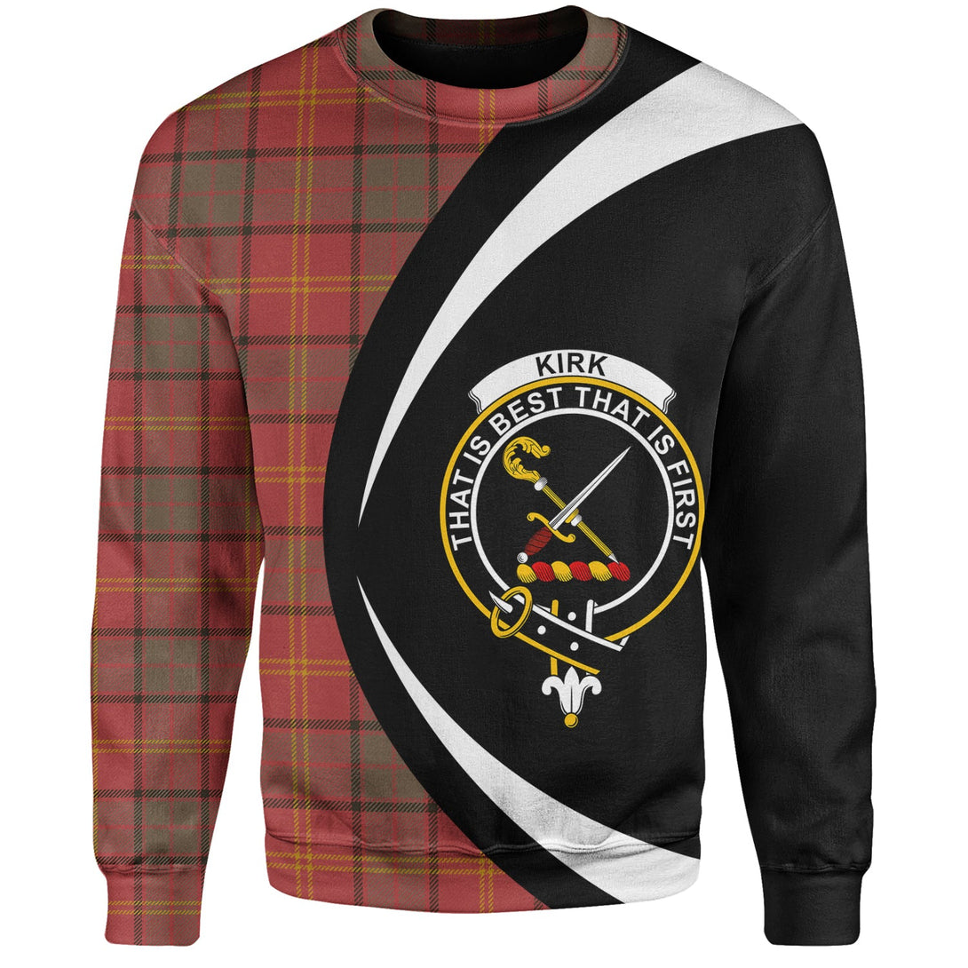 Kirk Weathered Clan Badge Tartan Sweatshirt Circle Style Personalized