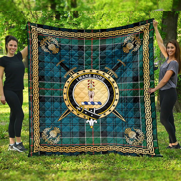 Kirkpatrick Clan Badge Tartan Premium Quilt Celtic Shield