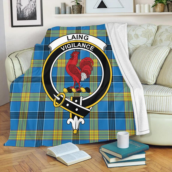 Laing Tartan Crest Premium Blanket